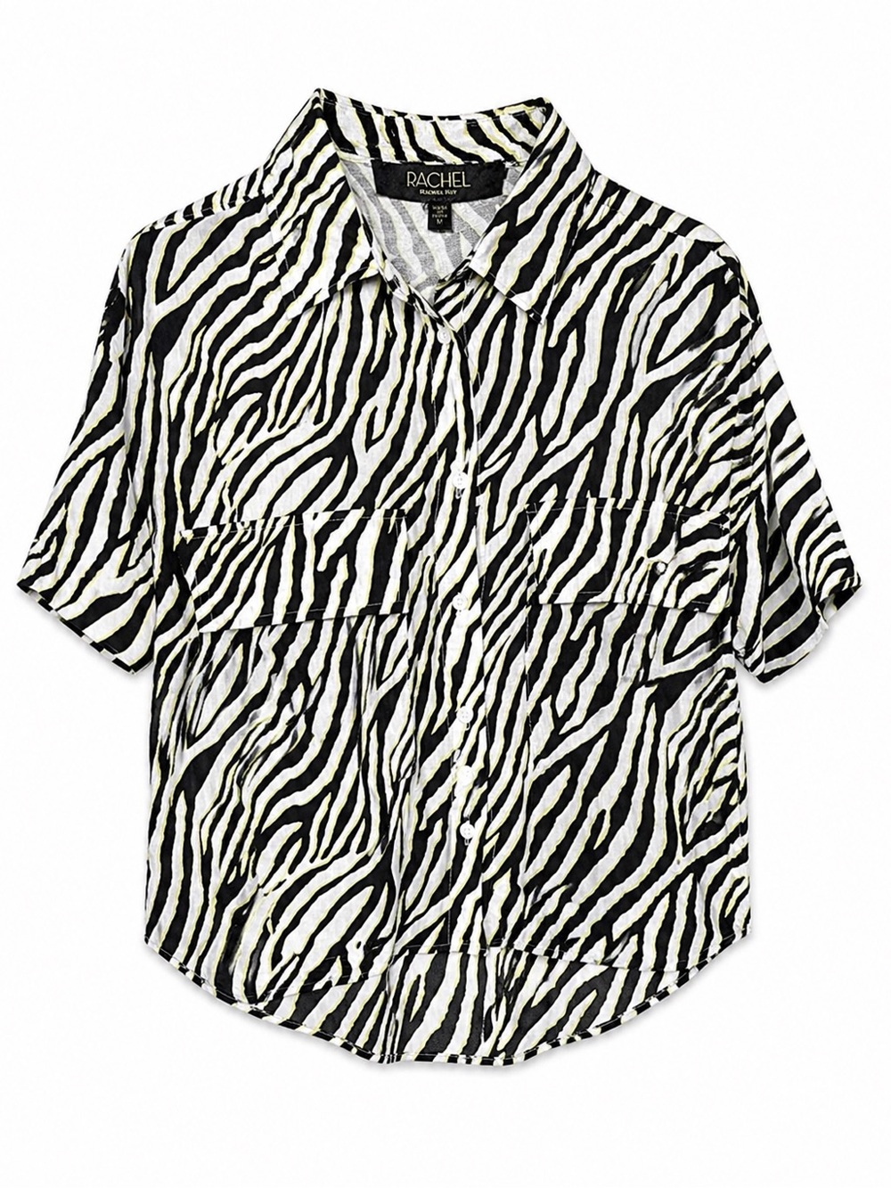 Rachel Roy Zebra Print Button Up Shirt Safari‎ Core Y2K Grunge Chic Top-Medium